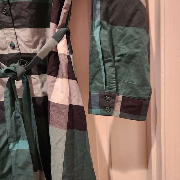 Ashley Stewart Plaid Belted Shirt Dress Green & Black Size 14 NWT - Picture 8 of 9